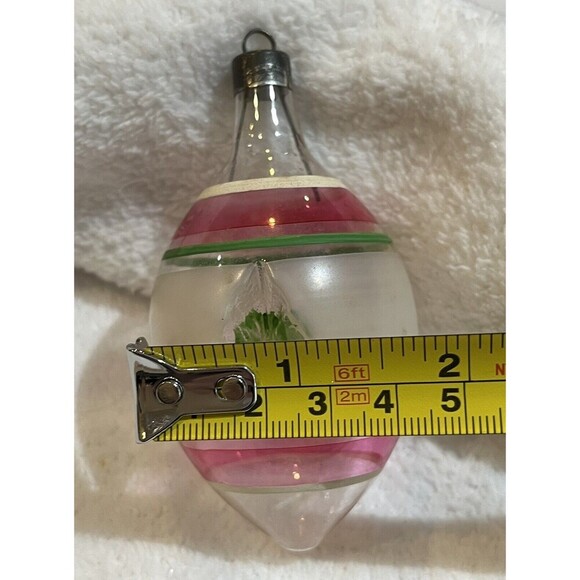 Vintage WWII Premier Xmas Glass Ornament 3.5” 2 Sided Indented Teardrop - Picture 7 of 7